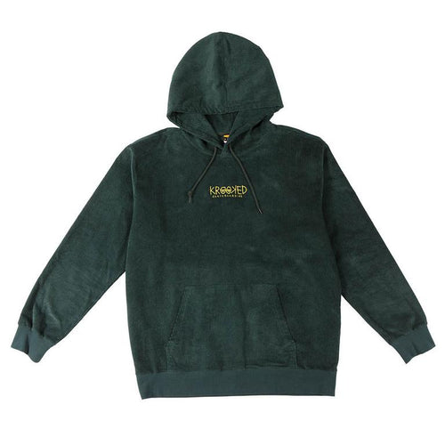 KROOKED - KROOKED EYES CORDUROY MENS HOODIE DARK GREEN